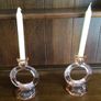Rare Vintage Art Deco Peach Glass Circular Candle Holders Image 4