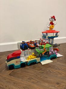 Paw Patrol figures, vehicles, truck and tower