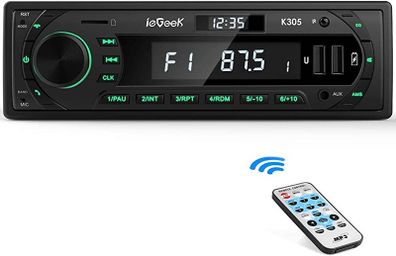 RDS Hands-free Calling Car Radio Bluetooth 5.0, 7 LED Colors Car Stereo & Clock, 4X60W FM Radio USB/AUX in/MP3/FLAC/WMA/WAV/SD/AM MP3 Player Wireless Remote Control, 30 Radio Stations,1 DIN (FREE POSTAGE)