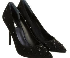 GUESS FLPAD4SUE08 high heels courts shoes nlack suede with metal studs RRP 150e 4.5 UK NEW & BOXED bank holiday sale
