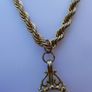 Vintage Gold Plated Lariat Necklace Jade Spinner Image 3