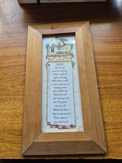 Vintage God Bless This House, Make it Safe. Wooden Irish Blessing.