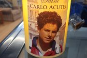 carlo acutis candle,battery operated,with prayer on the back,vanilla scented,comes in  a box.