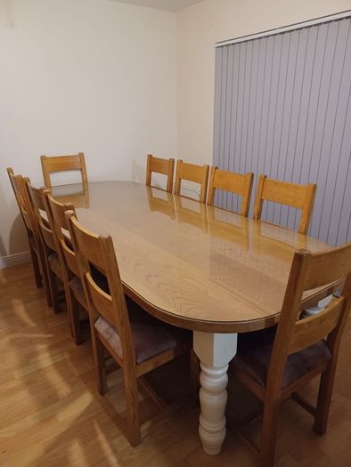 Bespoke  dining room /kitchen table with ten chairs
