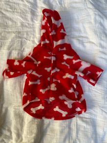 Dog Hoodie Jacket Red With Bones Size S!