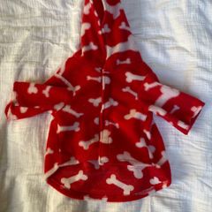 Dog Hoodie Jacket Red With Bones Size S!