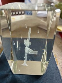 3D Inscribed Clarinet Glass Display