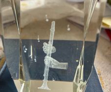 3D Inscribed Clarinet Glass Display