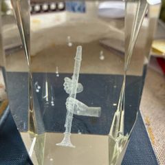 3D Inscribed Clarinet Glass Display