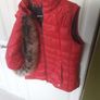 ladies red sleeveless Barbour jacket with detachable fur hood Image 2