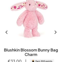 New JELLYCAT Blushkin Blossom Bunny Bag Charm