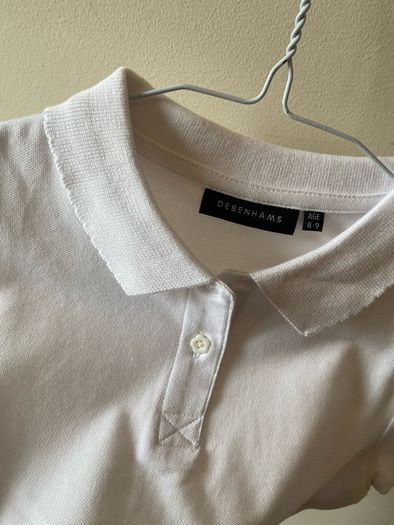 3 White girls polo shirts (new/as new) age 8-9