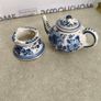 DELFT Small Teapot & Warmer Stand Zenith A 1749 760A Blue Floral RARE Vtg Image 4