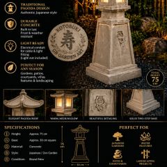Japanese Garden Lantern -80cm Cast Concrete Pagoda -Handmade Dublin