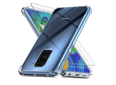 Xiaomi Redmi Note 9 - 2 Pack Screen Protector & Clear Case Cover