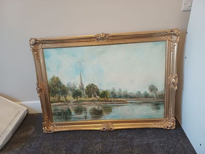 Pair of Huge Vintage Framed Artworks (105x75cm) - Matching Luxury Frames