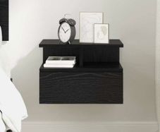 2 x Floating Nightstand Black Oak 40 x 31 x 28 cm Engineered Wood