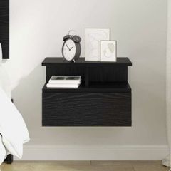 2 x Floating Nightstand Black Oak 40 x 31 x 28 cm Engineered Wood