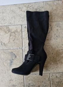 Long suede black boots
