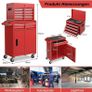2 in 1 tool trolley on wheels workshop trolley lockable including hooks 8 compartments case adjustable shelf no tools professional metal 100 kg load capacity 59 x 28 x 102 cm Image 2