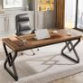 Large Office Computer Desk with Extra Thick Wooden Table Top and Metal Frame Image 6