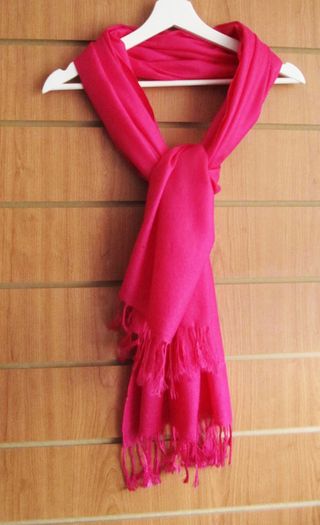Hot Pink Trend Fuchsia textured Pure Block Colour Scarf Shall With Tassels Ends