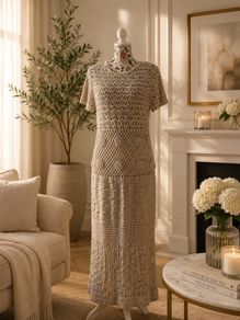 Bnwt Zara beige crochet maxi dress large