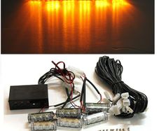 12V 6 Amber LED Flashing Grill Lights Bar Strobes Warning Lights