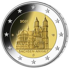 Germany 2 Euro Commemorative Coin 2021 - Saxony-Anhalt Magdeburg Cathedral. All 5 mints available (ADFGJ). Uncirculated.