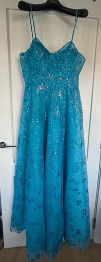 Stunning Blue Debs Dress (strapless or with straps) with sparkle)