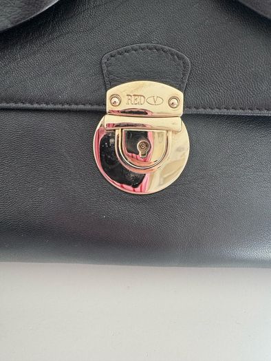 RED V Valentino genuine black leather crossbody bag with large bow and pink interior lining