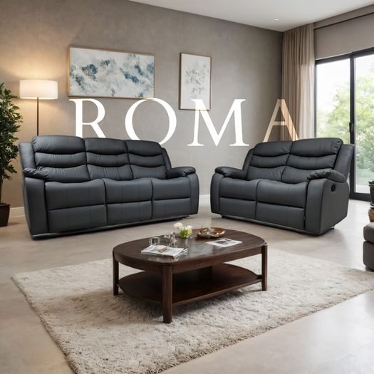 Roma Recliner Sofa 3+2 Dark Grey