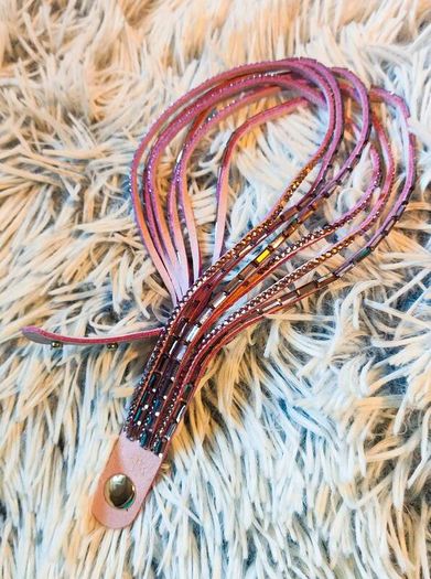 Purple Boho Multi-Layer Leather Bracelet with Rhinestones