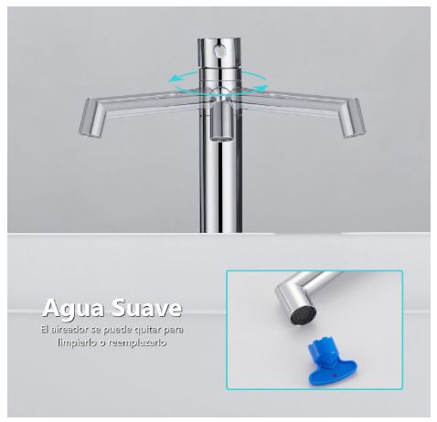 Chrome High Rise Bathroom Sink Faucet, 360 Swivel Bathroom Faucet for Raised Sinks
