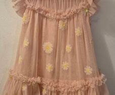 Designer Angel's Face Pink Daisy Tulle Ruffle Dress Girl 4-5