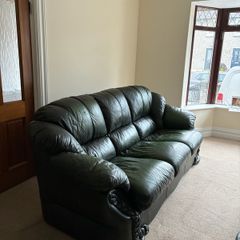 Comfy green couch and armchair