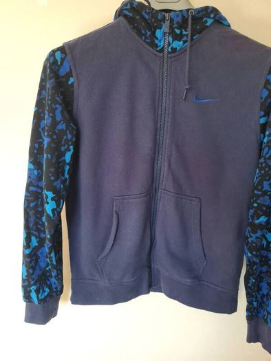 Nike camo full zip hoodie size medium ptp 22" navy in good condition