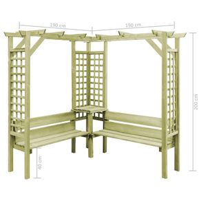 Corner Pergola with Bench Impregnated Pinewood