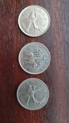 3 Canada 25c Coins