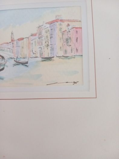 Signed Watercolour On Card of Venice