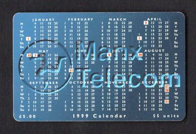 1998 Isle of Man UK5/ 55 units 1999 Calendar (Siemens - S35 (Module 35)) Phone Card
