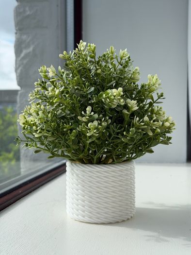 Minimalist Matte White Twisted Rope Pot and Desk Organizer 3D Printed with Free Post