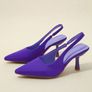 Point Toe Stiletto Heeled Slingback Pumps purple low heels size 7 UK / 40 EU Image 9