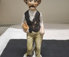 Vintage Porcelain Farmer Figurine with Bread 15cm