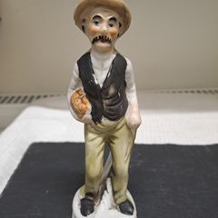 Vintage Porcelain Farmer Figurine with Bread 15cm