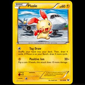 Plusle 39/108 Common Black and & White Dark Explorers Pokemon Card 2012