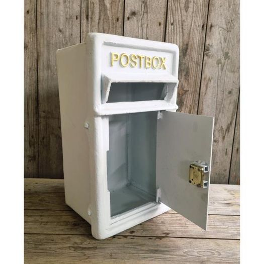 Post Box Small Cast Iron White Insert CH R MB10 W