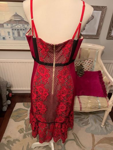 Three Floor Dress in Red lace, perfect condition , UK 12.