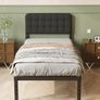 Single Bed Frame 3ft with Upholstered Headboard, 36 cm High, Heavy Duty Metal Bed Frame Single with Steel Slats, Ample Storage Underbed, Easy Assembly, Noise Free, Black Image 3