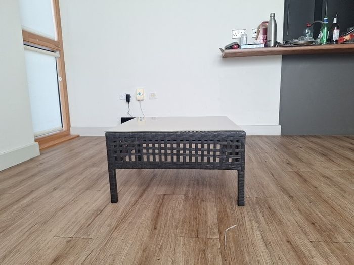 Rattan Coffee Table with Glass Top
